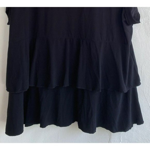 COPY - Dress Barn Top Short Sleeve Black Layered Plus Size 3X Scoop Neck Slinky - Picture 9 of 9